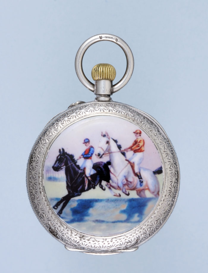 Silver and Enamel Swiss Cylinder - Antique Pocket Watch- Ideal To Wear To The Races