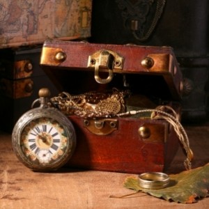 Antique Pocket Watch | Rests Against Old Jewellery Box
