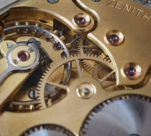 The inside working of a pocket watch